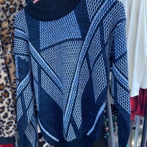 Navy Geometric Knit Sweater